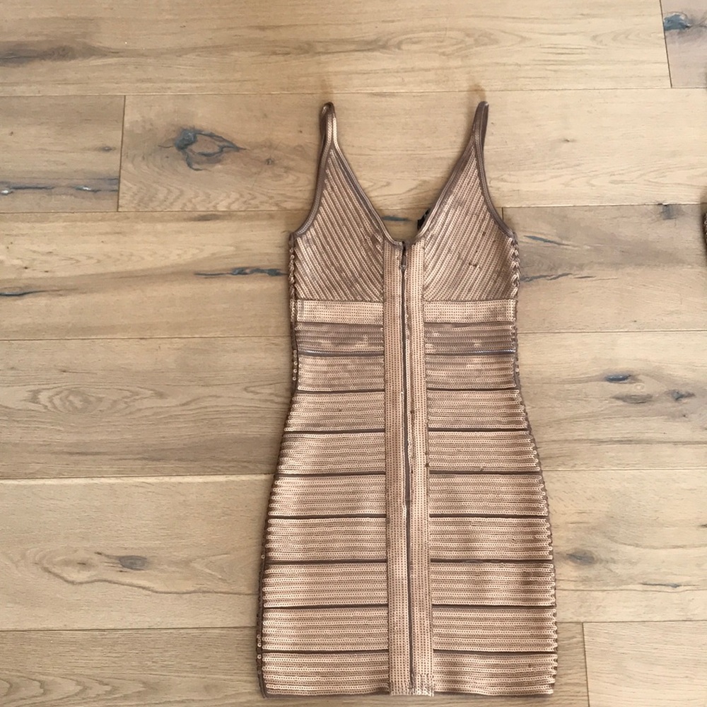 BEBE Gold Sequin Mini Dress